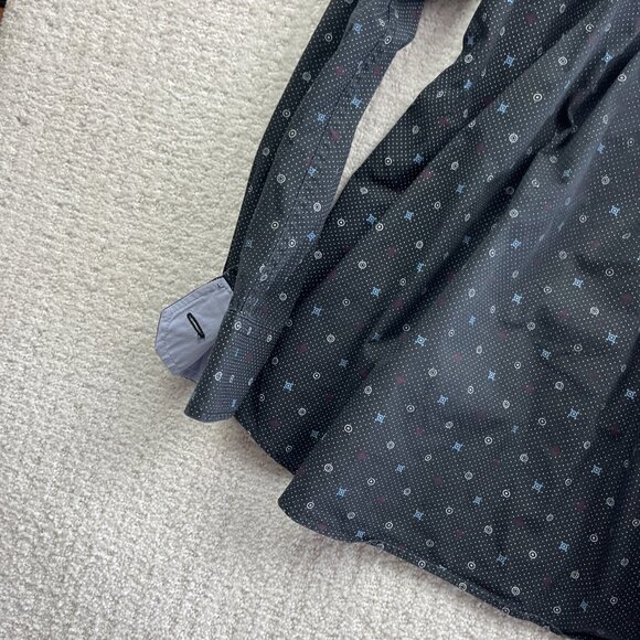 Ben Sherman Shirt Mens XL Dark Blue Geometric AOP Dots Button Down Slim Fit - Picture 10 of 12